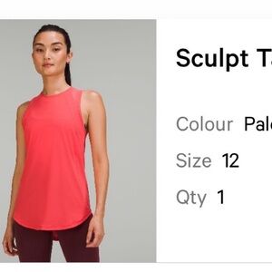 Lululemon Sculpt Coral Women's Top